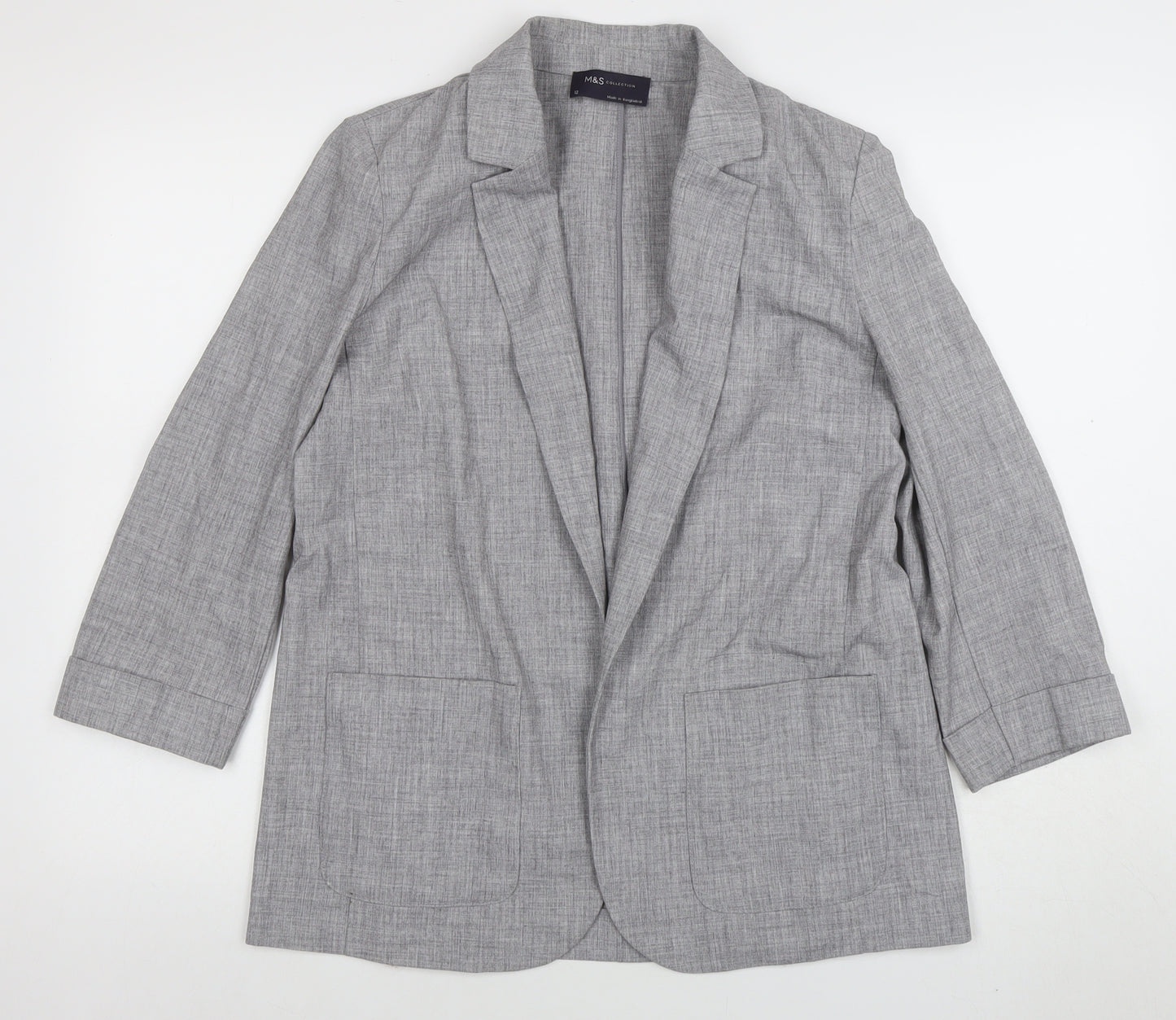 Marks and Spencer Grey Regular Fit Women's Blazer UK 12