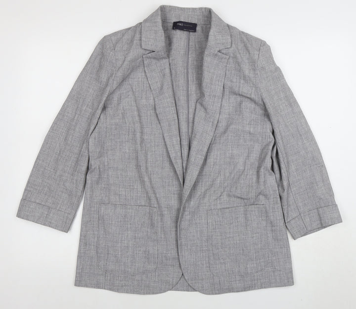 Marks and Spencer Grey Regular Fit Women's Blazer UK 12