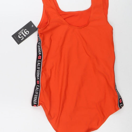 New Look Girls Orange One Piece Swimsuit 14-15 Years Quick Dry