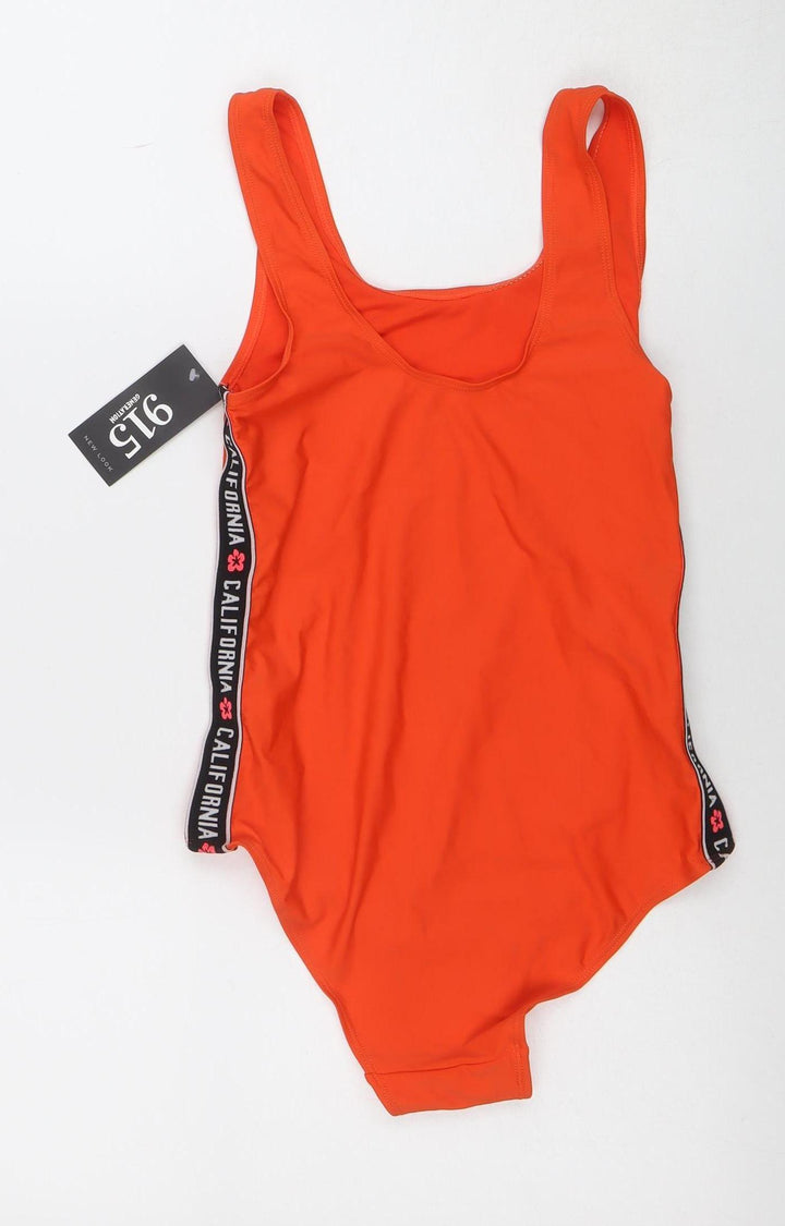 New Look Girls Orange One Piece Swimsuit 14-15 Years Quick Dry