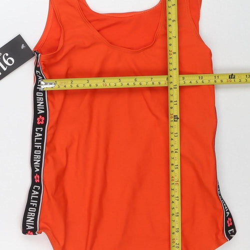 New Look Girls Orange One Piece Swimsuit 14-15 Years Quick Dry