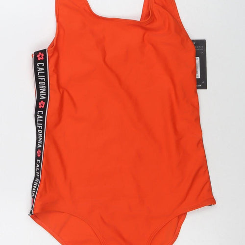 New Look Girls Orange One Piece Swimsuit 14-15 Years Quick Dry