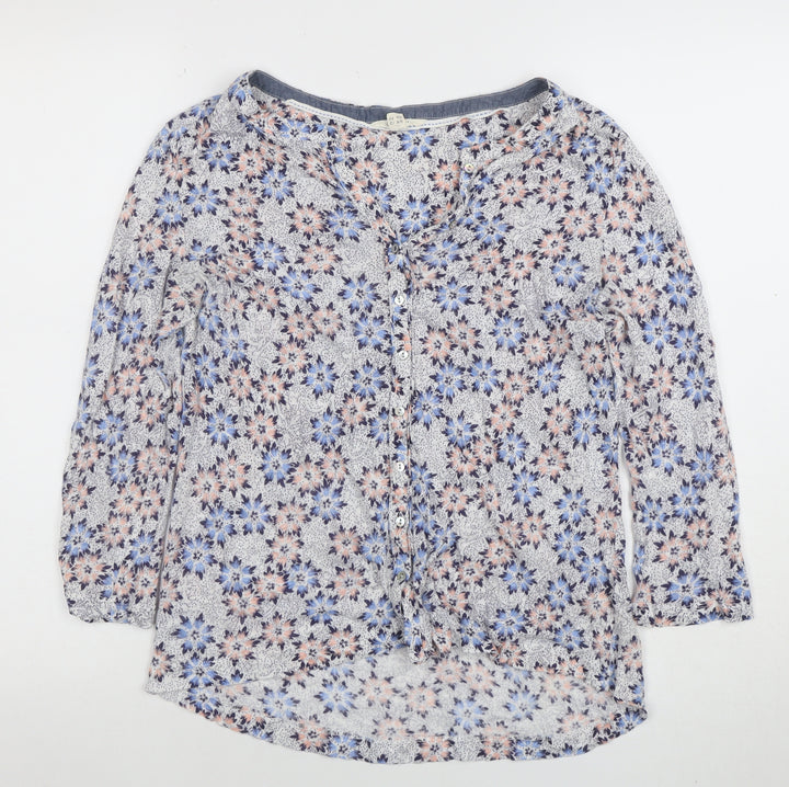 Fat Face Womens Multicoloured Floral Cotton Tunic Blouse Size 12