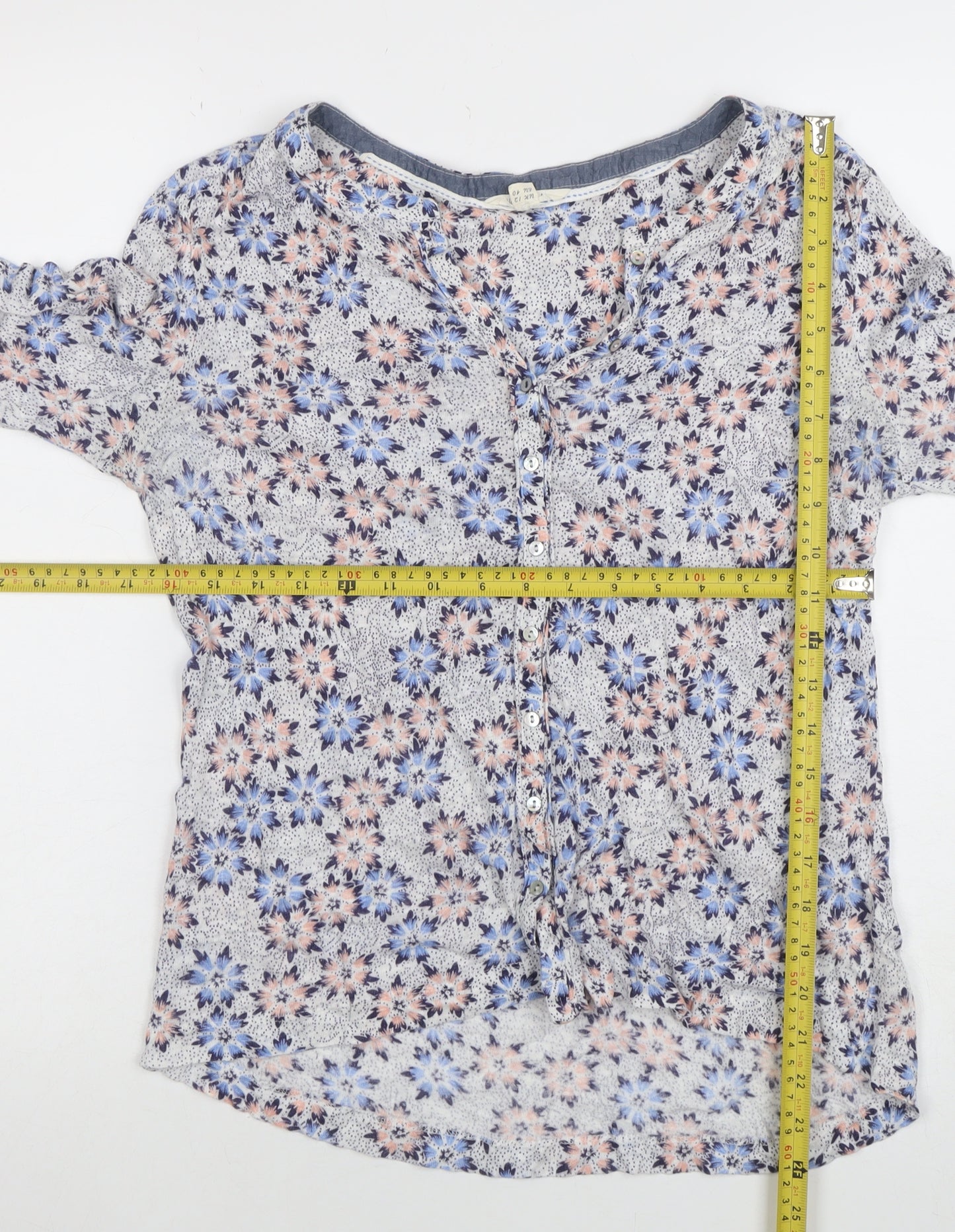 Fat Face Womens Multicoloured Floral Cotton Tunic Blouse Size 12