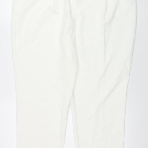 M&Co Women’s Ivory Belted Stretch Tapered Trousers Size 18