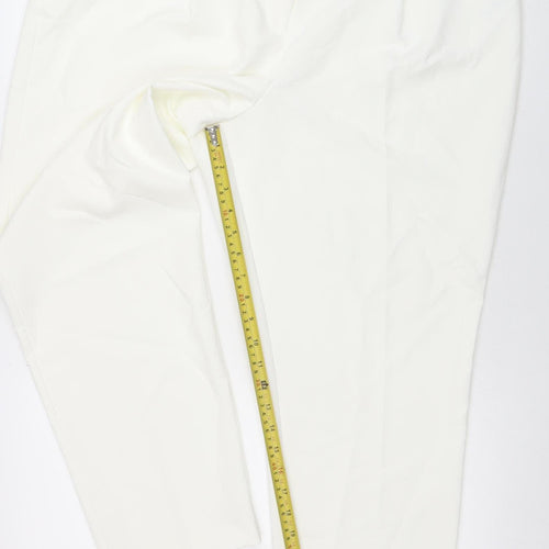 M&Co Women’s Ivory Belted Stretch Tapered Trousers Size 18