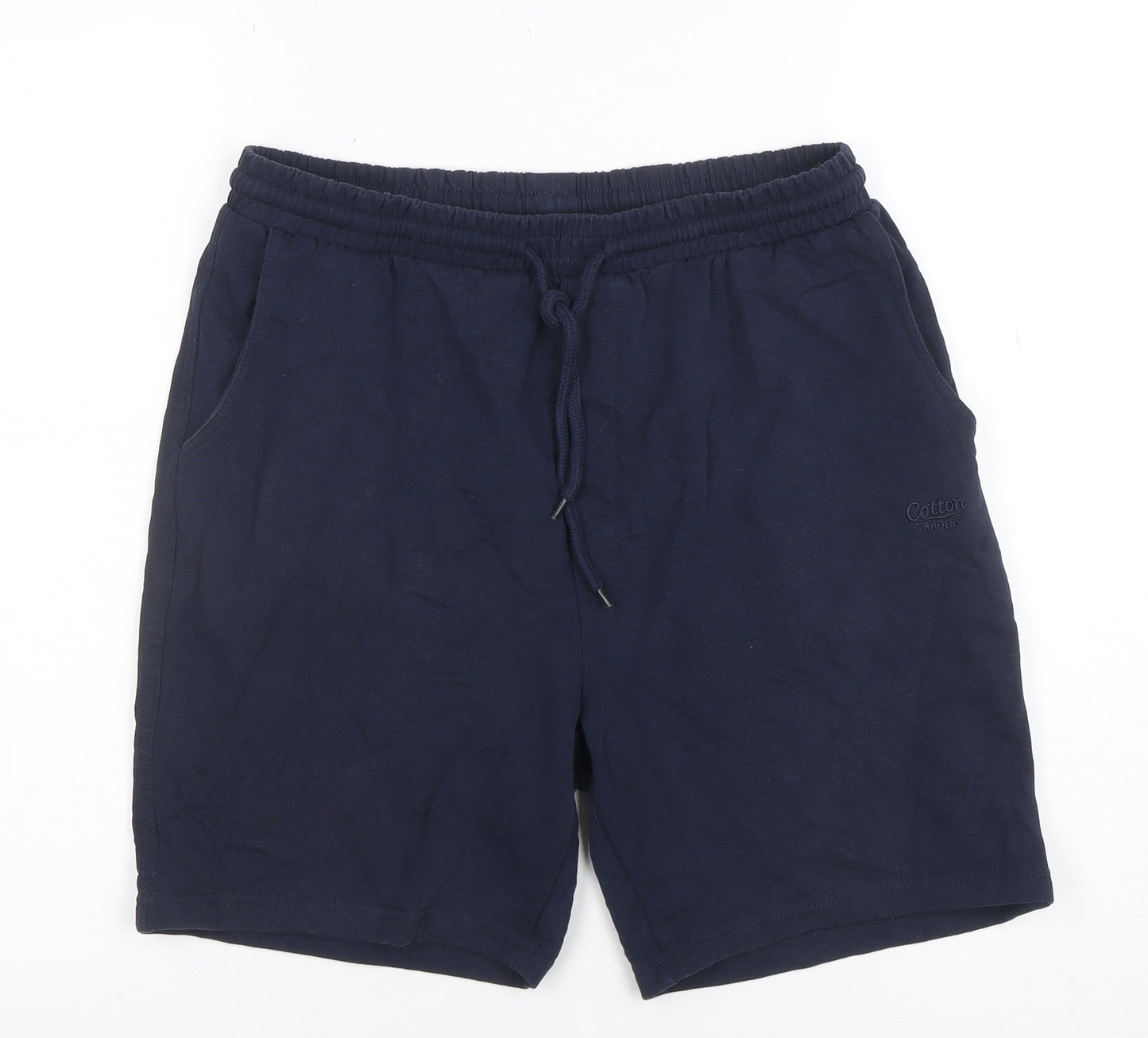 Cotton Traders Men's Navy Blue Sweat Shorts Size S Elastic Waist