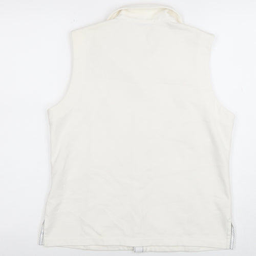 Emreco Womens White Sleeveless Collared Button-Up Top Size 10