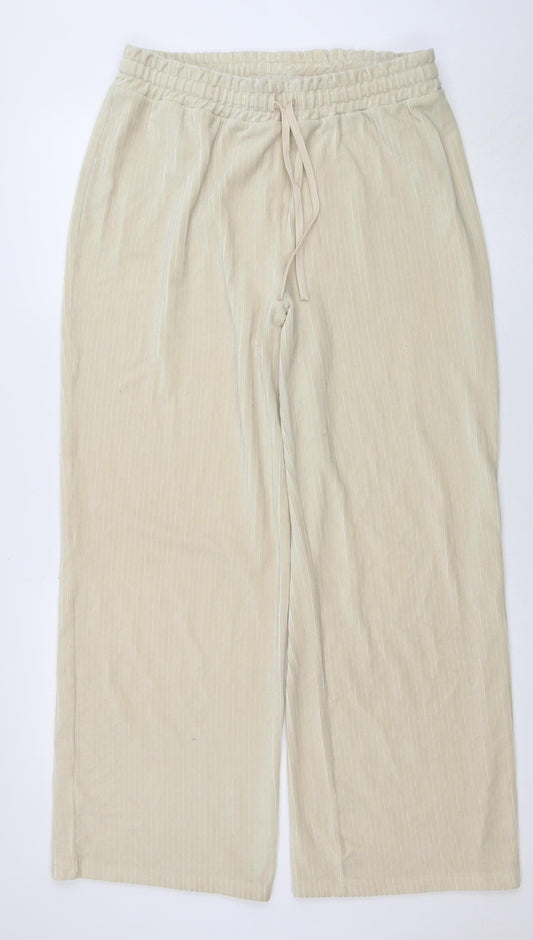 ASOS Women’s Beige Wide-Leg Trousers Size 16 Polyester Stretch