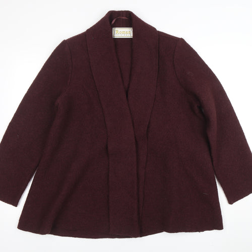 Roman Originals Women Brown Wool Mid-Length Open Jacket Size S