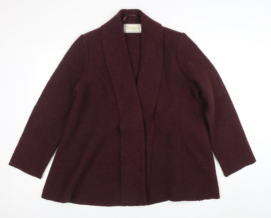 Roman Originals Women Brown Wool Mid-Length Open Jacket Size S