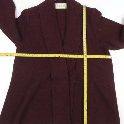 Roman Originals Women Brown Wool Mid-Length Open Jacket Size S