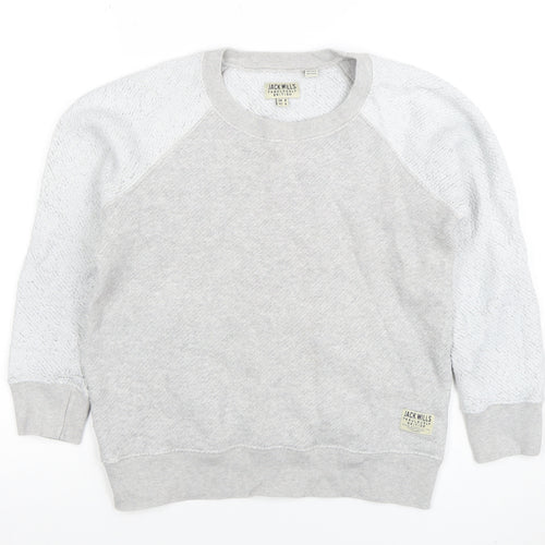 Jack Wills Women's Grey Crew Neck Pullover Sweatshirt UK 8 Cotton Blend
