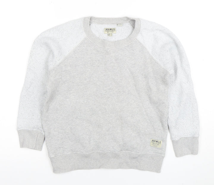 Jack Wills Women's Grey Crew Neck Pullover Sweatshirt UK 8 Cotton Blend