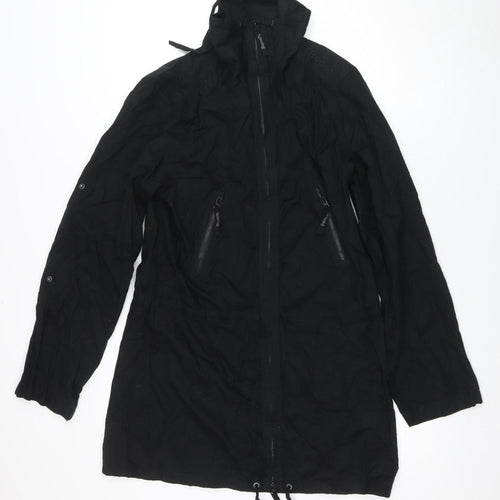 Bench Women's Black Long Hooded Cotton Parka Jacket Size M