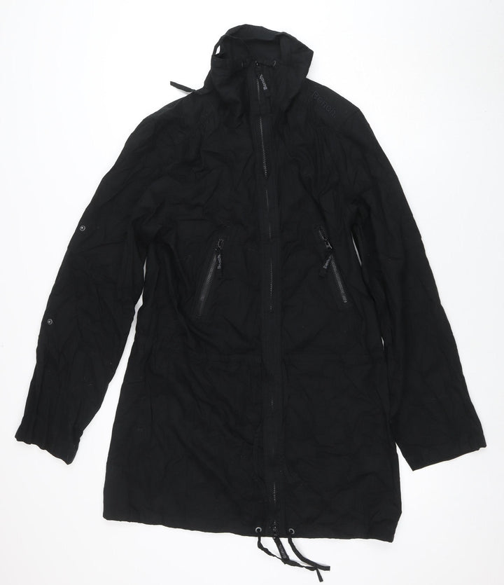 Bench Women's Black Long Hooded Cotton Parka Jacket Size M