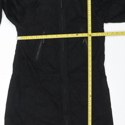 Bench Women's Black Long Hooded Cotton Parka Jacket Size M