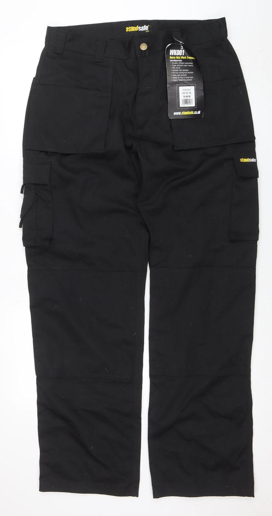 Standsafe Men's Black 34R Heavy Duty Cargo Work Trousers