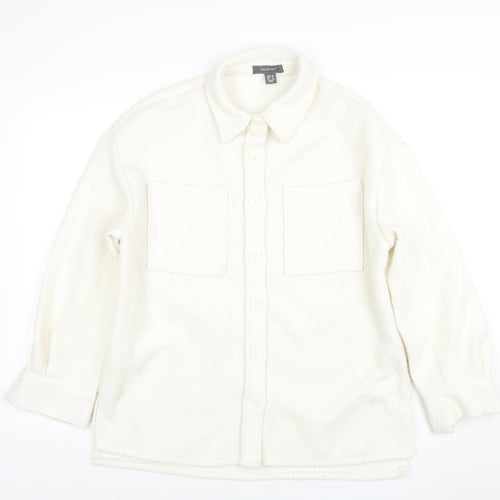 Primark Women Ivory Bouclé Button Up Regular Fit Blazer Size 10