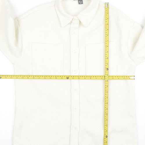 Primark Women Ivory Bouclé Button Up Regular Fit Blazer Size 10