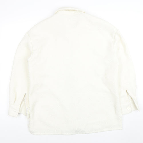 Primark Women Ivory Bouclé Button Up Regular Fit Blazer Size 10