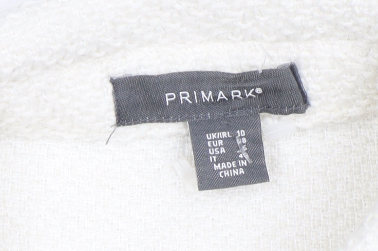 Primark Women Ivory Bouclé Button Up Regular Fit Blazer Size 10