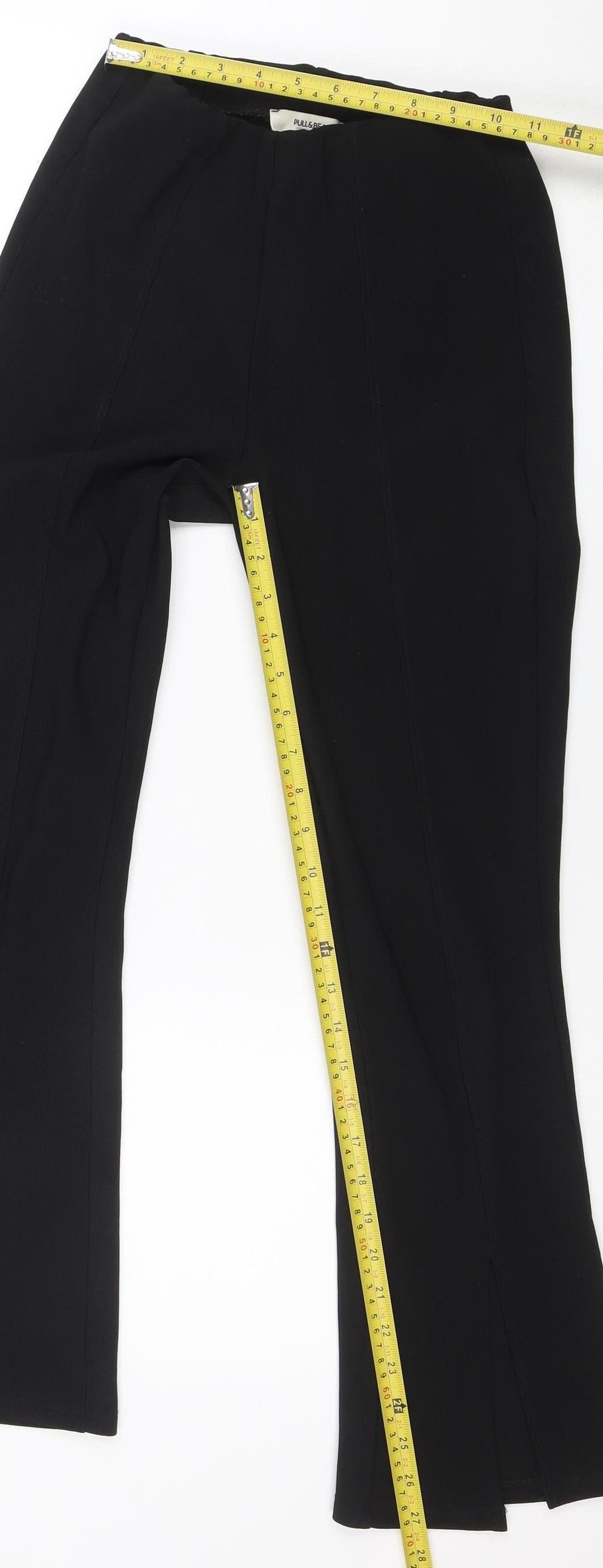 Pull & Bear Women's Black Slim Stretch Trousers Size S 26in Waist
