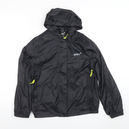 Gelert Boys Black Hooded Windbreaker Jacket 11-12 Years Waterproof Lightweight