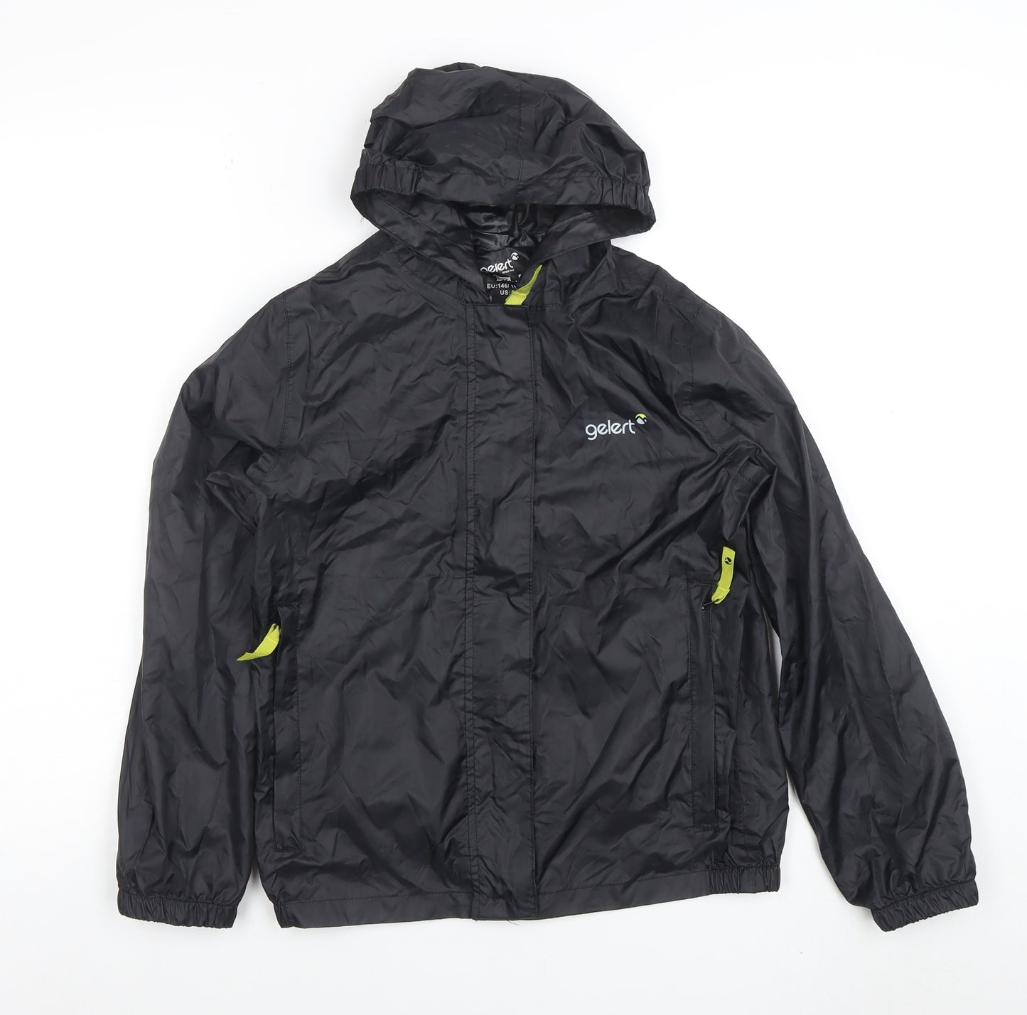 Gelert Boys Black Hooded Windbreaker Jacket 11-12 Years Waterproof Lightweight