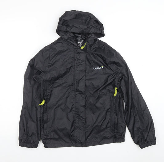 Gelert Boys Black Hooded Windbreaker Jacket 11-12 Years Waterproof Lightweight