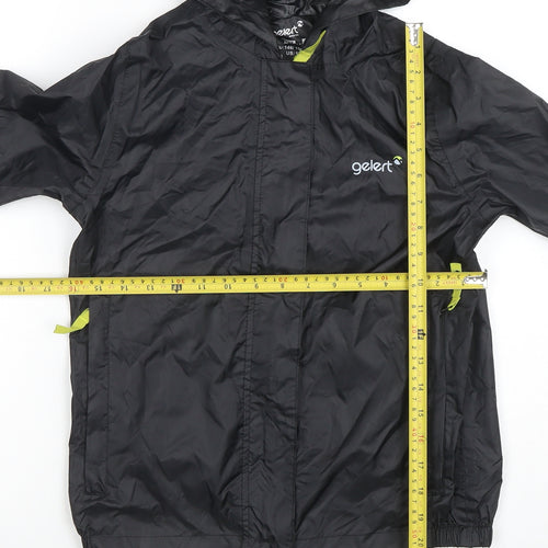 Gelert Boys Black Hooded Windbreaker Jacket 11-12 Years Waterproof Lightweight