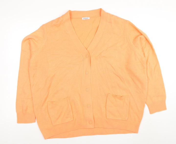 Damart Women Orange V-Neck Button Cardigan XL Acrylic Knit