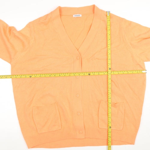 Damart Women Orange V-Neck Button Cardigan XL Acrylic Knit