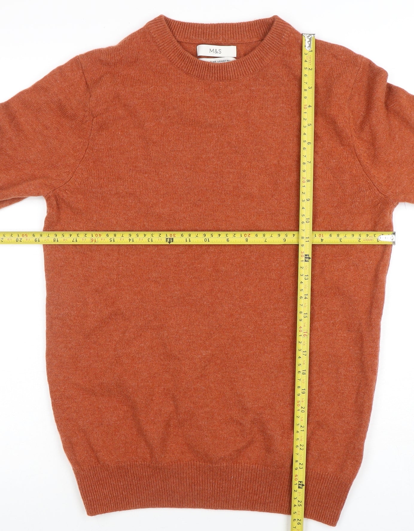 Marks and Spencer Men's Brown Wool Crew Neck Jumper Size S