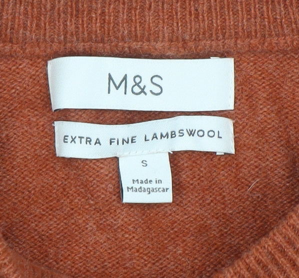 Marks and Spencer Men's Brown Wool Crew Neck Jumper Size S