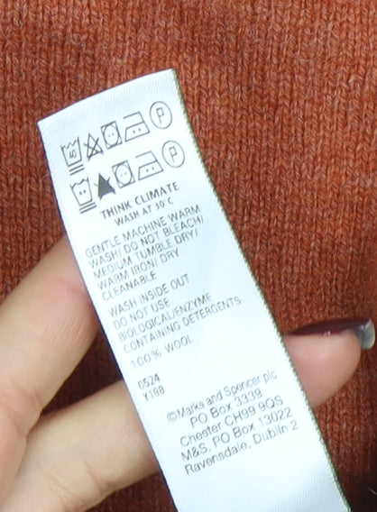 Marks and Spencer Men's Brown Wool Crew Neck Jumper Size S