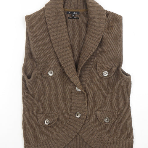 Massimo Dutti Women's Brown Wool Blend Sleeveless Knit Vest Size 8