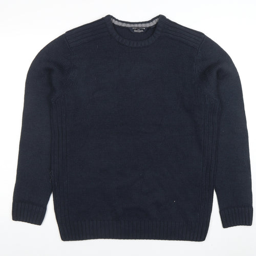 Kensington Eastside Men's Blue Crew Neck Acrylic Pullover Jumper Size L