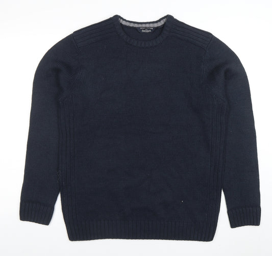 Kensington Eastside Men's Blue Crew Neck Acrylic Pullover Jumper Size L