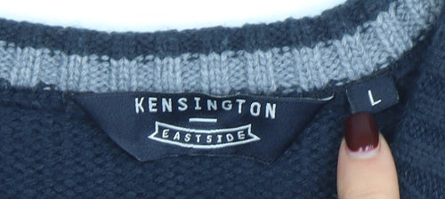 Kensington Eastside Men's Blue Crew Neck Acrylic Pullover Jumper Size L