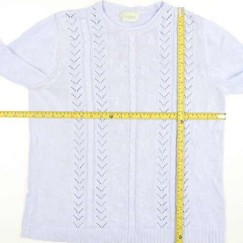 Jumper Womens Blue Cotton Cable-Knit Pullover L
