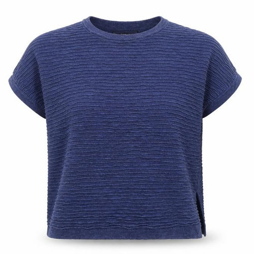 Mango Women Blue XS Relaxed Knit Basic T-Shirt