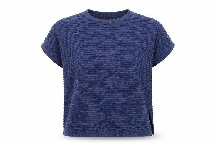 Mango Women Blue XS Relaxed Knit Basic T-Shirt