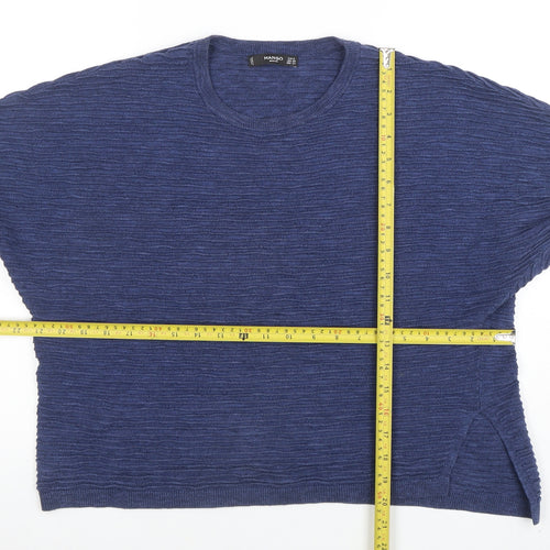 Mango Women Blue XS Relaxed Knit Basic T-Shirt