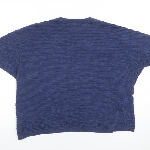 Mango Women Blue XS Relaxed Knit Basic T-Shirt