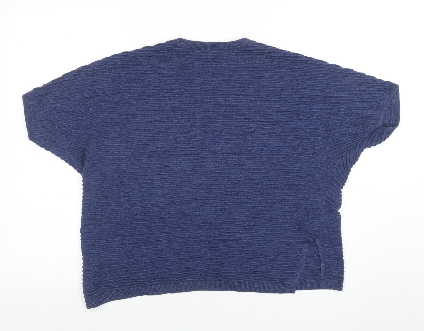 Mango Women Blue XS Relaxed Knit Basic T-Shirt