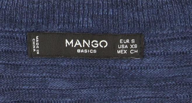 Mango Women Blue XS Relaxed Knit Basic T-Shirt