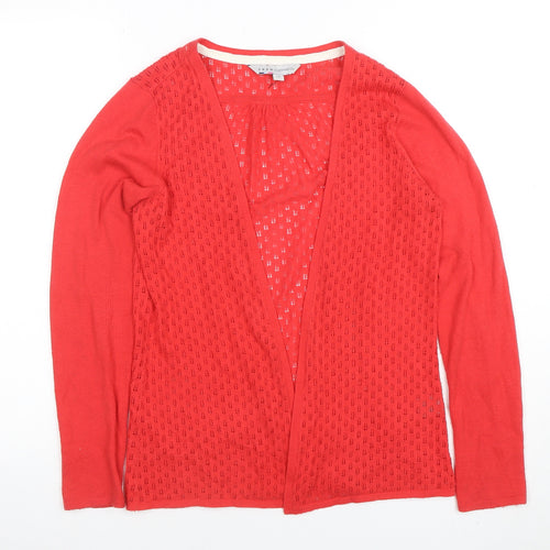 Crew Clothing Co. Women Red Cotton Cardigan Size 10 V-Neck Knit
