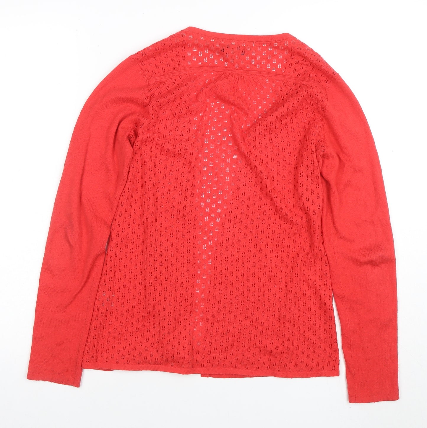 Crew Clothing Co. Women Red Cotton Cardigan Size 10 V-Neck Knit