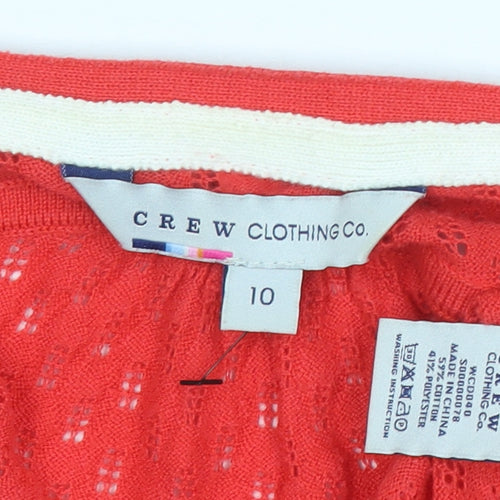 Crew Clothing Co. Women Red Cotton Cardigan Size 10 V-Neck Knit